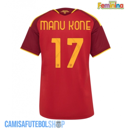 Camisa de time de futebol AS Roma Manu Kone #17 Replicas 1º Equipamento Feminina 2026-27 Manga Curta